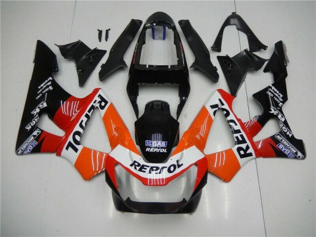 00-01 Orange Rot Schwarz Repsol CBR900RR 929RR Motorrad Verkleidung