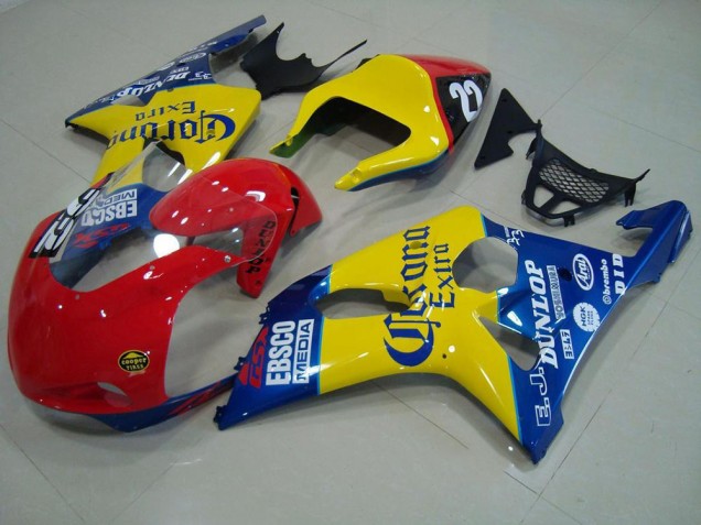 00-02 Rot Gelb Blau Corona Rennen GSXR 1000 Motorrad Verkleidung 00-02 Rot Gelb Blau Corona Rennen GSXR 1000 Motorrad Verkleidung