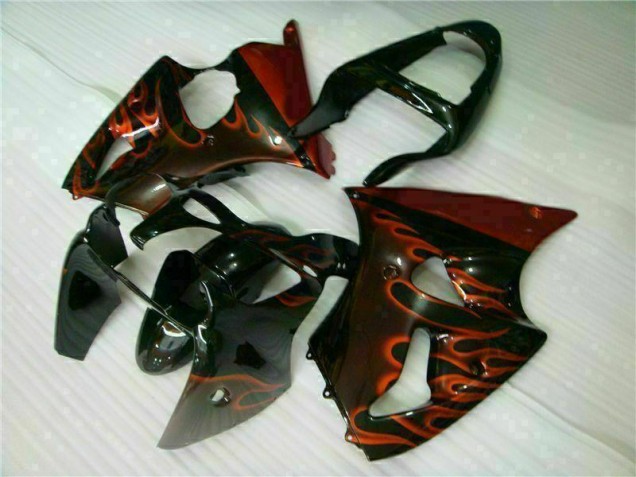 00-02 Schwarz rote Flamme ZX6R Motorrad Verkleidung