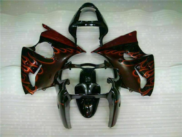 00-02 Schwarz rote Flamme ZX6R Motorrad Verkleidung