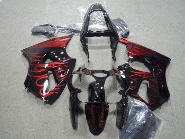 00-02 Schwarz rote Flamme ZX6R Motorrad Verkleidungen