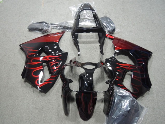 00-02 Schwarz rote Flamme ZX6R Motorrad Verkleidungen