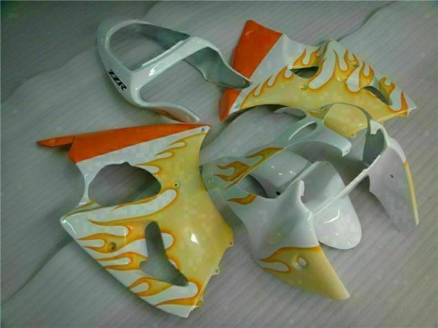 00-02 Weiß Gelb Flamme ZX6R Motorrad Verkleidung 00-02 Weiß Gelb Flamme ZX6R Motorrad Verkleidung