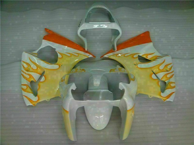 00-02 Weiß Gelb Flamme ZX6R Motorrad Verkleidung 00-02 Weiß Gelb Flamme ZX6R Motorrad Verkleidung