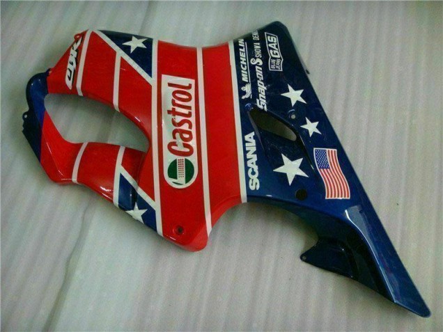 01-03 Rot Weiß Blau Castrol Cycle World CBR600 F4i Motorrad Verkleidung 01-03 Rot Weiß Blau Castrol Cycle World CBR600 F4i Motorrad Verkleidung