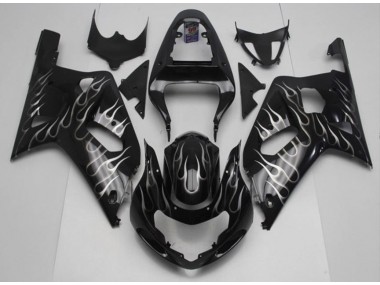 01-03 Schwarze weiße Flamme GSXR 600/750 Motorrad Verkleidung