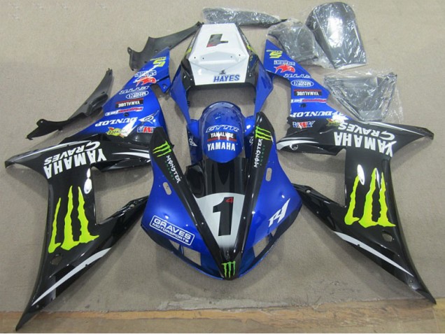 02-03 Blauschwarze Gräber 1 YZF R1 Motorrad Verkleidung 02-03 Blauschwarze Gräber 1 YZF R1 Motorrad Verkleidung