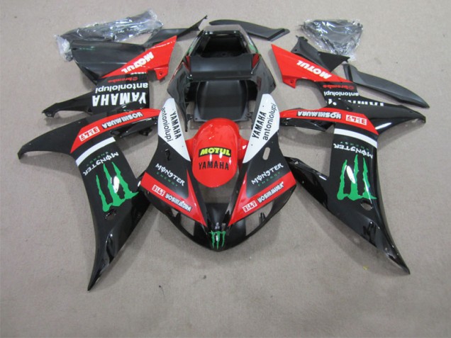 02-03 Schwarz Rot Motul YZF R1 Motorrad Verkleidung 02-03 Schwarz Rot Motul YZF R1 Motorrad Verkleidung