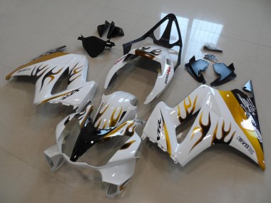 02-13 Weiß Gold Schwarz Flamme VFR800 Motorrad Verkleidung