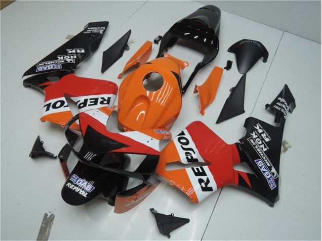 03-04 Orange Rot Schwarz Repsol CBR600RR Motorrad Verkleidung