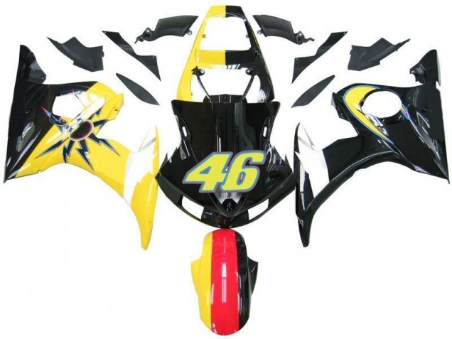 03-05 Schwarz Gelb Nr. 46 YZF R6 Motorrad Verkleidung 03-05 Schwarz Gelb Nr. 46 YZF R6 Motorrad Verkleidung