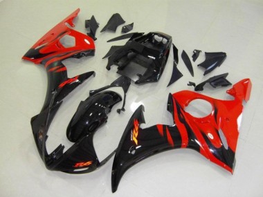 03-05 Schwarz rote Flamme YZF R6 Motorrad Verkleidungen