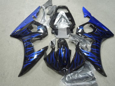 03-05 Schwarze Blau Flamme YZF R6 Motorrad Verkleidungen