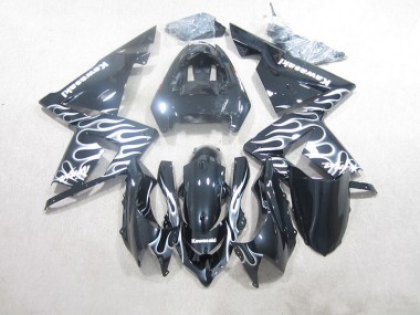 03-05 Schwarze weiße Flamme ZX10R Motorrad Verkleidung