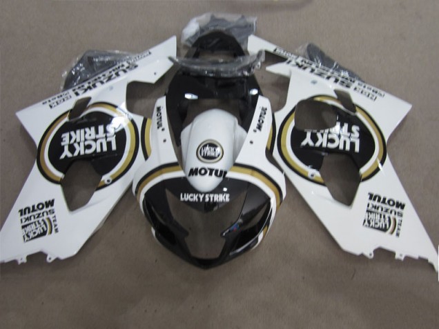 04-05 Schwarz Weiß Lucky Strike Motul GSXR 600 Motorrad Verkleidung 04-05 Schwarz Weiß Lucky Strike Motul GSXR 600 Motorrad Verkleidung