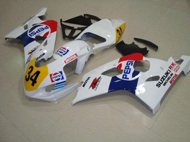 04-05 Weiß Blau Pepsi 34 GSXR 750 Motorrad Verkleidung 04-05 Weiß Blau Pepsi 34 GSXR 750 Motorrad Verkleidung