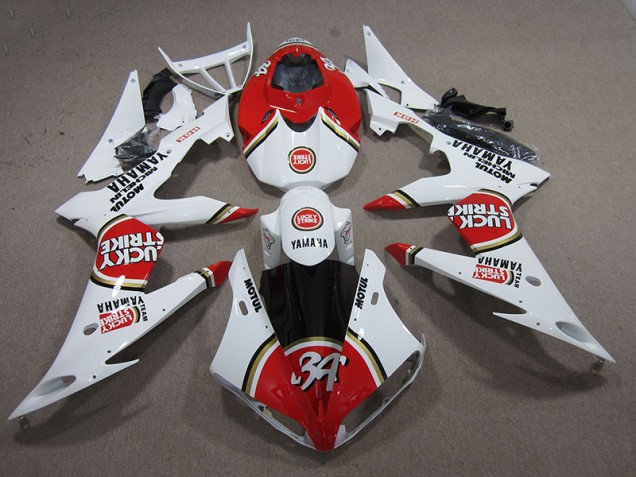 04-06 Rot Weiß Lucky Strike YZF R1 Motorrad Verkleidung 04-06 Rot Weiß Lucky Strike YZF R1 Motorrad Verkleidung