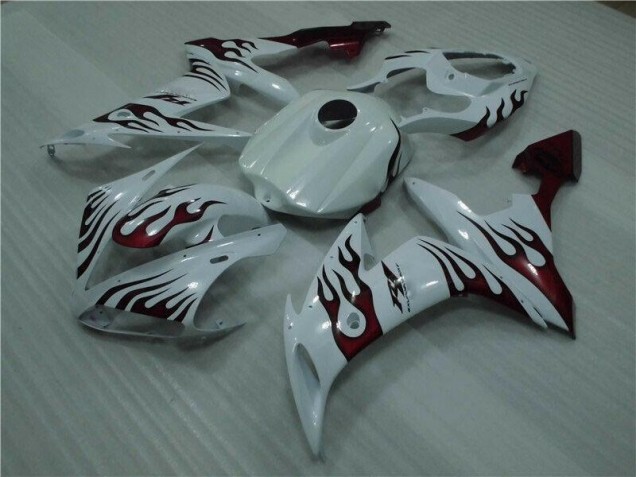 04-06 Weiß Rot Flamme YZF R1 Motorrad Verkleidung 04-06 Weiß Rot Flamme YZF R1 Motorrad Verkleidung