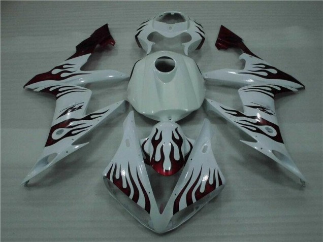 04-06 Weiß Rot Flamme YZF R1 Motorrad Verkleidung 04-06 Weiß Rot Flamme YZF R1 Motorrad Verkleidung