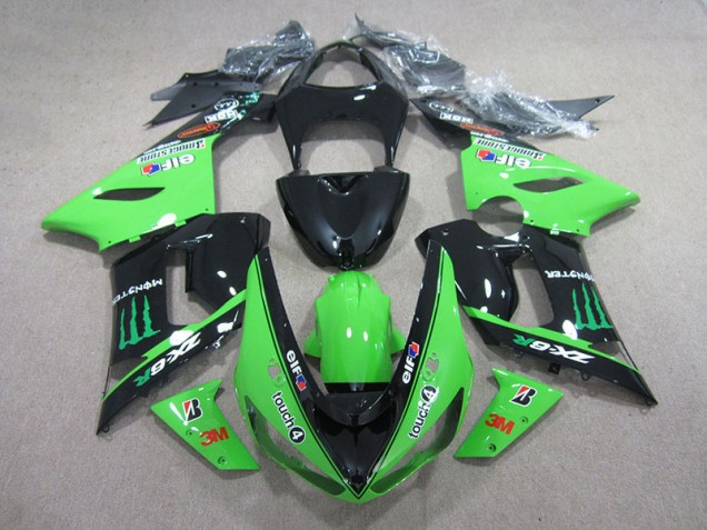 05-06 Schwarz Grün 3M Touch4 Monster ZX6R Motorrad Verkleidung