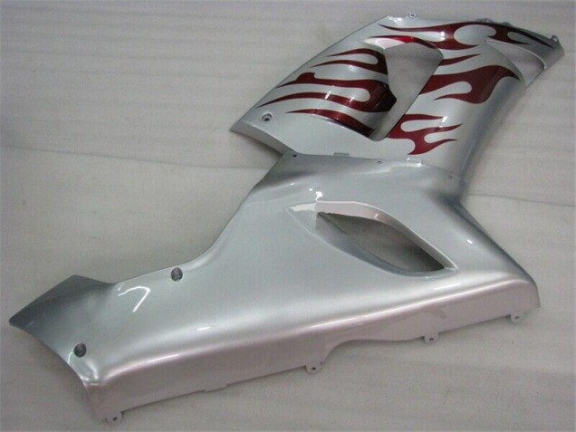 05-06 Silber Rot Flammen ZX6R Motorrad Verkleidung 05-06 Silber Rot Flammen ZX6R Motorrad Verkleidung