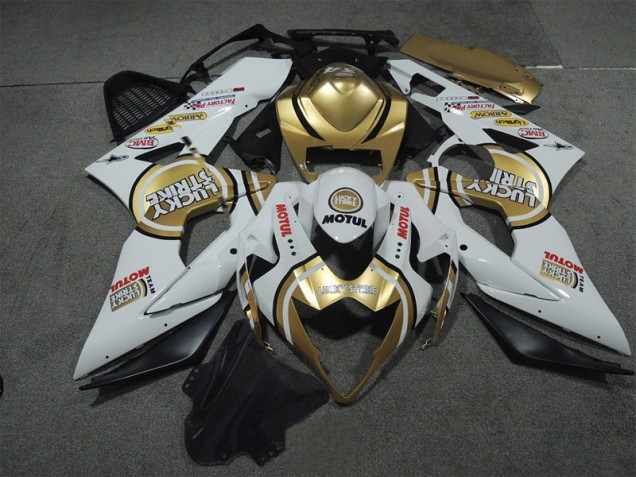 05-06 Weiß Gold Lucky Strike Motul GSXR 1000 Motorrad Verkleidung 05-06 Weiß Gold Lucky Strike Motul GSXR 1000 Motorrad Verkleidung