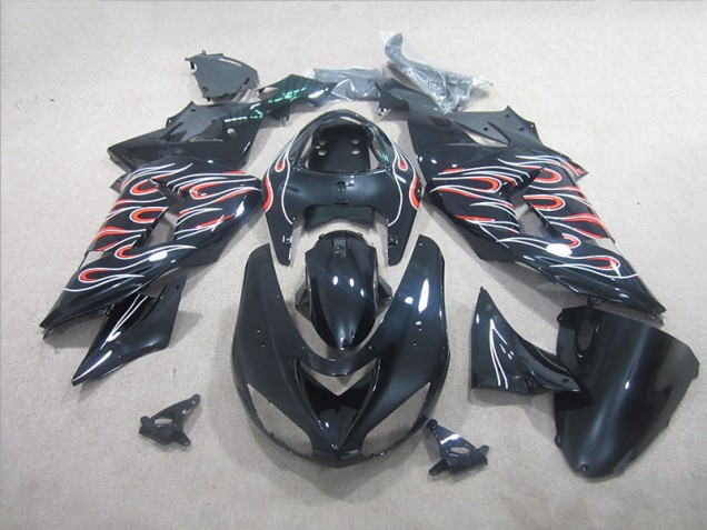 06-07 Schwarz Weiß Rot Flamme ZX10R Motorrad Verkleidung