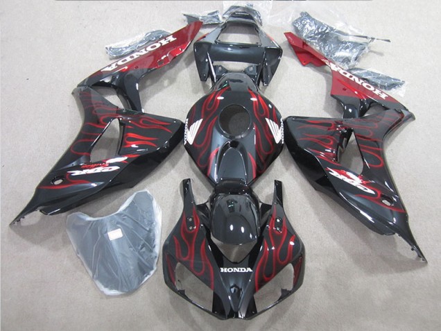 06-07 Schwarz rote Flamme CBR1000RR Motorrad Verkleidung