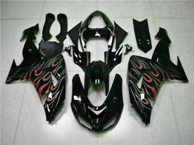 06-07 Schwarz rote Flamme ZX10R Motorrad Verkleidungen