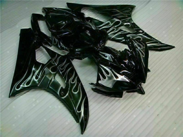 06-07 Silber Flamme Schwarz YZF R6 Motorrad Verkleidung