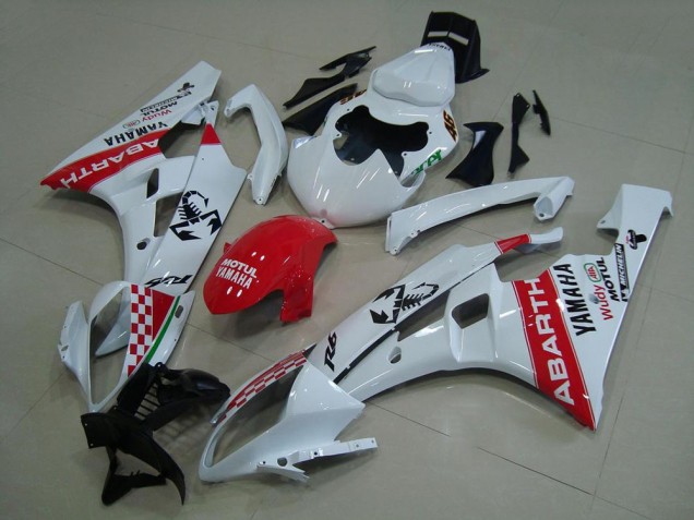 06-07 Weiß Rot Abarth YZF R6 Motorrad Verkleidung 06-07 Weiß Rot Abarth YZF R6 Motorrad Verkleidung