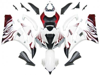 06-07 Weiß Rot Flamme YZF R6 Motorrad Verkleidung