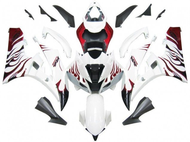 06-07 Weiß Rot Flamme YZF R6 Motorrad Verkleidung