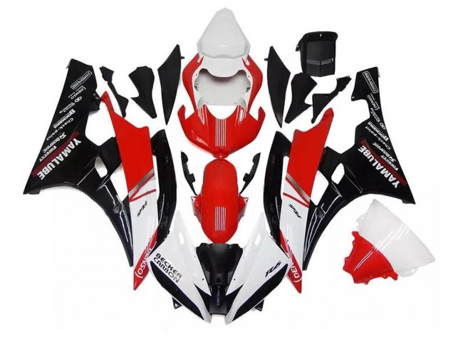 06-07 Weiß Rot Schwarz YZF R6 Motorrad Verkleidungen 06-07 Weiß Rot Schwarz YZF R6 Motorrad Verkleidungen