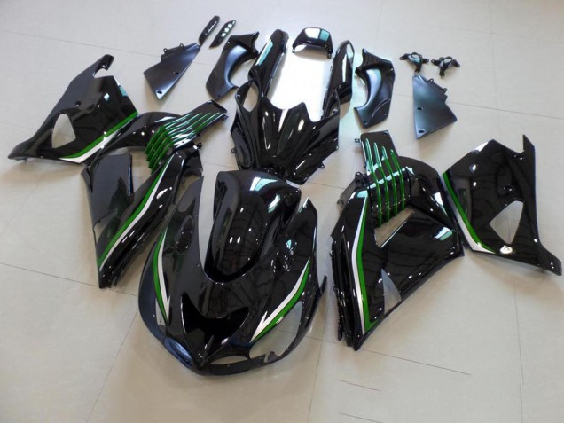 06-11 Glänzend Schwarz mit Grün Linie ZX14R ZZR1400 Motorrad Verkleidung 06-11 Glänzend Schwarz mit Grün Linie ZX14R ZZR1400 Motorrad Verkleidung