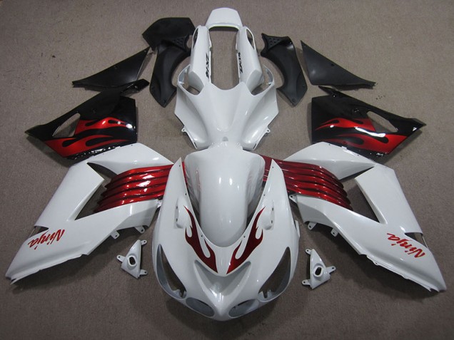 06-11 Weiß Rot Ninja ZX14R ZZR1400 Motorrad Verkleidung