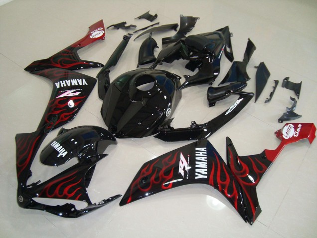 07-08 Glänzend Schwarz Flamme YZF R1 Motorrad Verkleidung 07-08 Glänzend Schwarz Flamme YZF R1 Motorrad Verkleidung