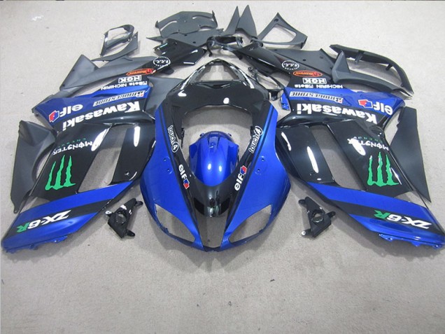 07-08 Schwarz Blaus Monster ZX6R Motorrad Verkleidung
