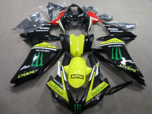 07-08 Schwarz Gelb Motul Leovince YZF R1 Motorrad Verkleidung