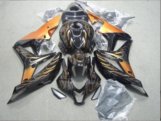 07-08 Schwarz Orange Flamme CBR600RR Motorrad Verkleidung