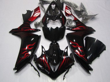07-08 Schwarz rote Flamme YZF R1 Motorrad Verkleidung