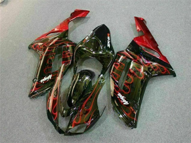 07-08 Schwarz rote Flamme ZX6R Motorrad Verkleidung 07-08 Schwarz rote Flamme ZX6R Motorrad Verkleidung