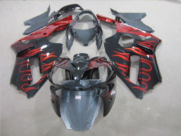 07-08 Schwarz rote Flamme ZX6R Motorrad Verkleidungen 07-08 Schwarz rote Flamme ZX6R Motorrad Verkleidungen