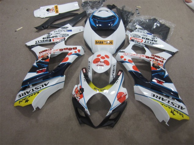 07-08 Weiß Blau Dunkel Hund GSXR 1000 Motorrad Verkleidung 07-08 Weiß Blau Dunkel Hund GSXR 1000 Motorrad Verkleidung