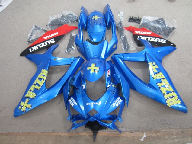08-10 Blau Gelb Rizla Weiß Motul GSXR 600 Motorrad Verkleidung