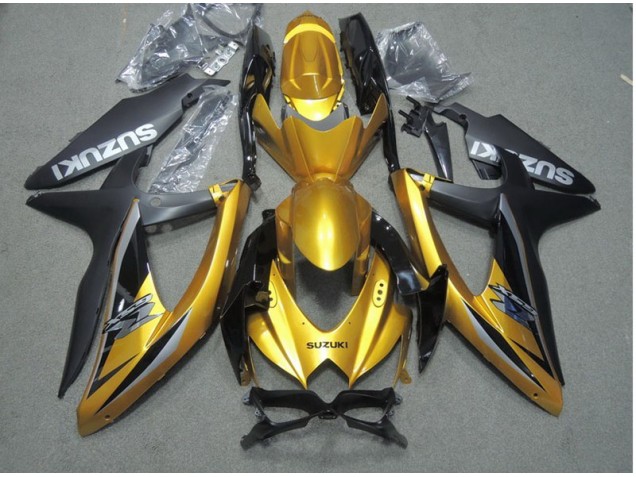 08-10 Schwarz Gold GSXR 600 Motorrad Verkleidung