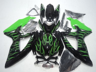08-10 Schwarze grüne Flamme GSXR 600 Motorrad Verkleidung
