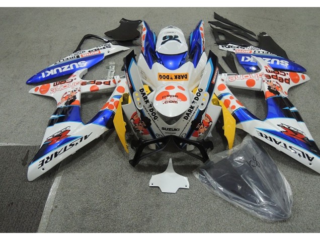 08-10 Weiß Blau Dunkel Hund GSXR 600 Motorrad Verkleidung 08-10 Weiß Blau Dunkel Hund GSXR 600 Motorrad Verkleidung