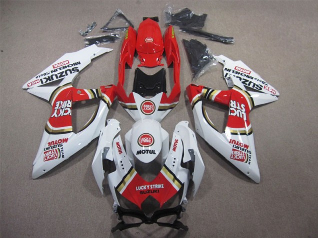 08-10 Weiß Lucky Strike Rot Motul GSXR 600 Motorrad Verkleidung 08-10 Weiß Lucky Strike Rot Motul GSXR 600 Motorrad Verkleidung