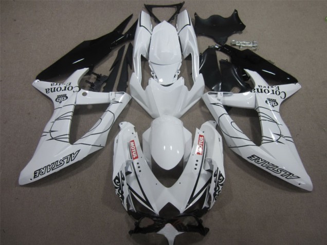 08-10 Weiß Schwarz Corona Extra Motul GSXR 600 Motorrad Verkleidung